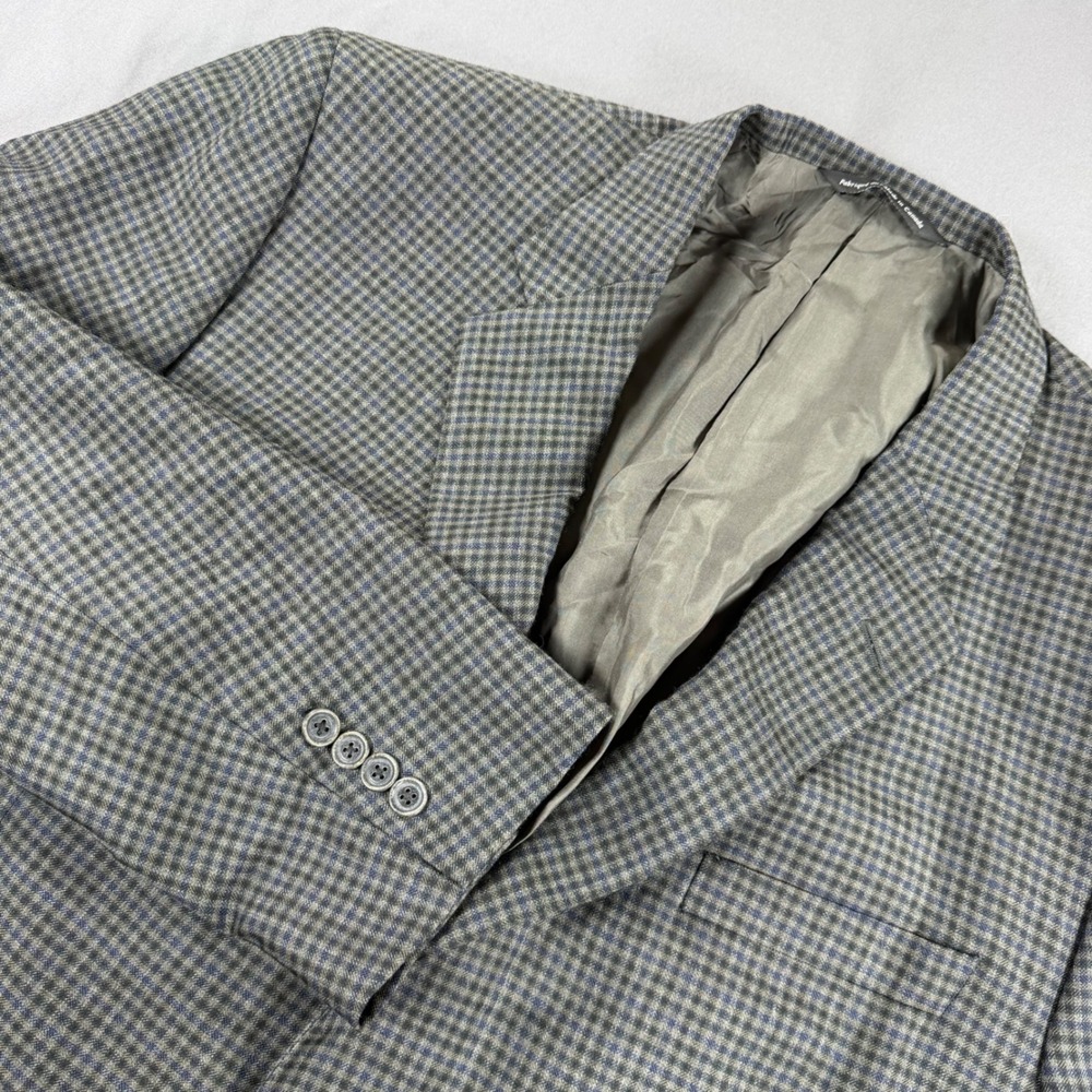 Coppley Biella 2111C Mens 48T Wool Blazer Grey Micro Check Sport Coat